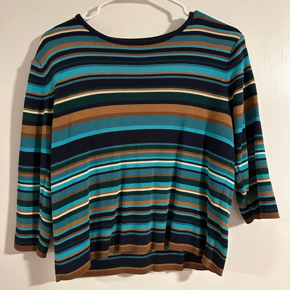 ✨Vintage Norton McNaughton Striped Cropped Sleeved Shirt✨